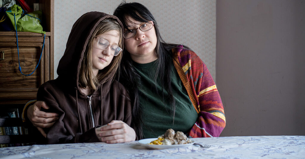 Family facing food insecurity.